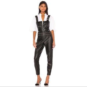 NWT! Revolve vegan leather overalls  moto black We wore what xs extra small